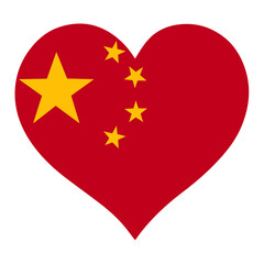 China flag in heart shape, vector illustration on isolated transparent or white background
