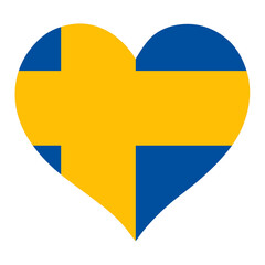 Sweden flag in heart shape, vector illustration on isolated transparent or white background
