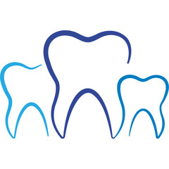 Tooth linear vector icon, logo. Modern Design in Blue Tones for Dentistry and Dental Care.