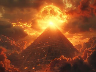 A dramatic rendering of a sacrificial ritual to the sun god atop a pyramid at noon