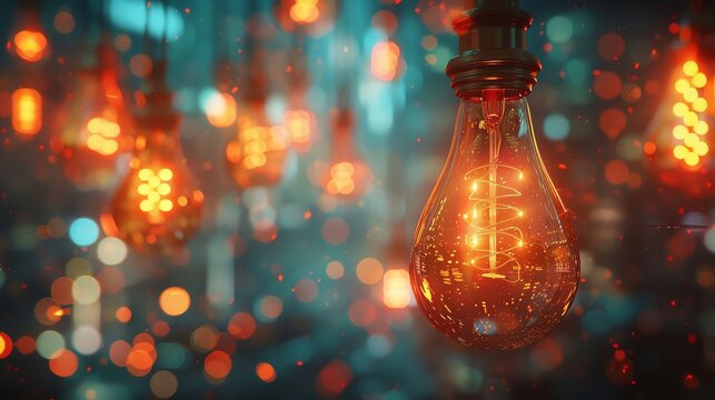 A thrilling image of a detective story where clues are hidden in light bulbs that must be touched to reveal passwords