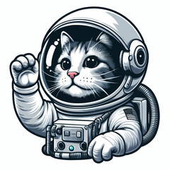 Astronaut cat vector in white background 