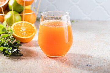 Refreshing summer drink. Juice from red Sicilian oranges.