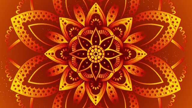 Abstract ornamental digital hand drawn gold color mandala footage. Floral vintage decorative element's oriental Islamic pattern
