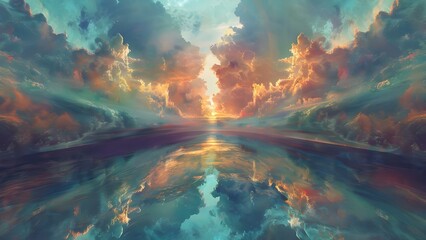 Fototapeta premium Exploring Surreal Psychedelic Landscapes and Ethereal Beings Through Digital Art. Concept Surreal Landscapes, Psychedelic Art, Ethereal Beings, Digital Art, Exploration