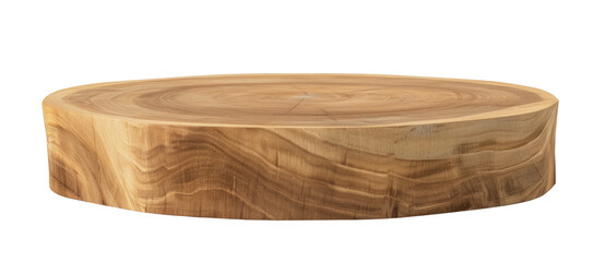 Round wooden podium, for product presentation. isolated on transparent background. Mock up of  pedestal