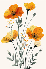 Minimalist poppy field artwork in a modern style