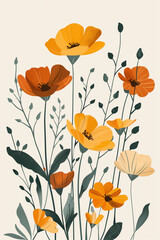 Minimalist poppy field artwork in a modern style