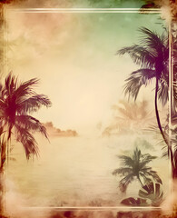 background with palm trees and sunset
