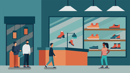 A shoe store designates a specific area for customers to try on shoes during quiet hours providing a quieter and less crowded space for those who may. Vector illustration