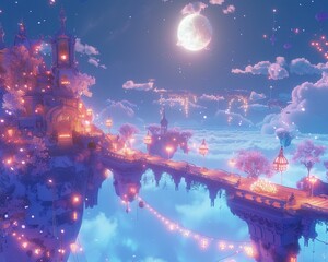 Explore overhead temptations against a shimmering dreamscape, where each bite is a dream made real