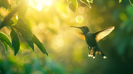 Fototapeta premium Professional photo with best angle capturing the delicate grace of a hummingbird as it hovers mid-air