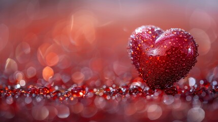 Obraz premium A red heart on a red background，4k wallpaper, HD background image，Vibrant Love: Symbolizing Passion and Affection in a Red Heart