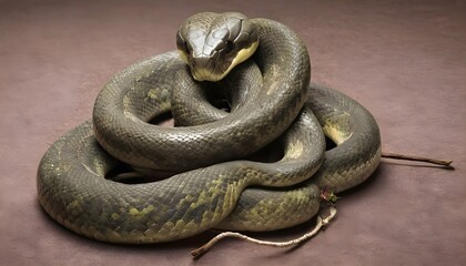 A Snake With Its Body Wrapped Around A Staff Like