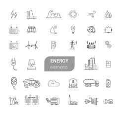 energy element, energy icon with simple line graphic