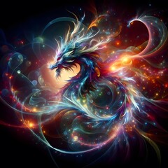 Fusion flare dragon Abstract Colorful Shape of vibrant hues and dynamic Background - obrazy, fototapety, plakaty