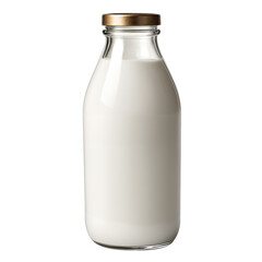 Unopened milk bottle with cap. Isolated on white background.