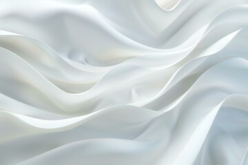 Closeup of rippled white silk fabric lines,   render illustration