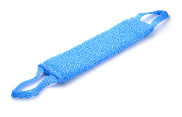 Blue plastic bath scrubber