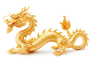 Photograph of Chinese shiny golden dragon, on white or black background.
Fortune Dragon of China with some effect like smoke, particle, fire, glowing, isolated on white or black.