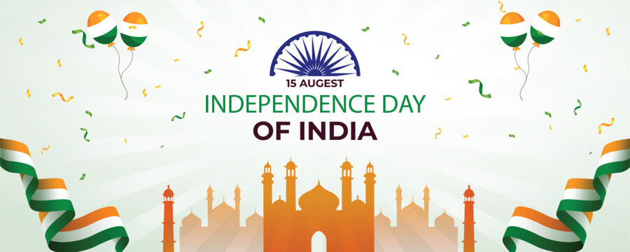 Happy Independence Day India 15th august. Indian monument and Landmark with background , poster, card, banner. vector illustration design