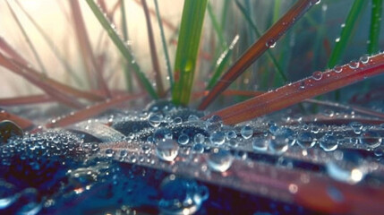 close up of plant in the rain