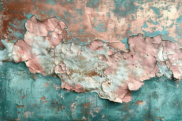 Peeling paint on rusty metal surface,  Abstract background for design - obrazy, fototapety, plakaty