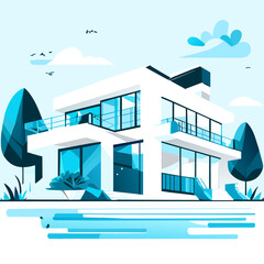 building a villa, vector illustration flat 2