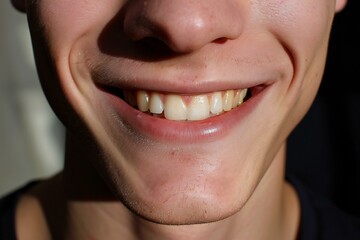 Close-up of a young man's teeth with a smile