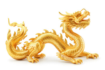 Photograph of Chinese shiny golden dragon, on white or black background.
Fortune Dragon of China with some effect like smoke, particle, fire, glowing, isolated on white or black.