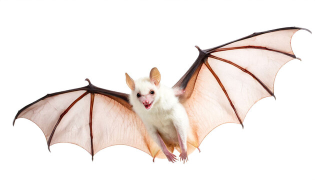 Albino Fledermaus isoliert auf wei&szlig;en Hintergrund, Freisteller