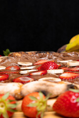 Chocolate Bliss: Temptation on Pizza with Fresh Strawberries! The Taste of Sweet Celebration - an Irresistible Delicacy that Will Enchant You!