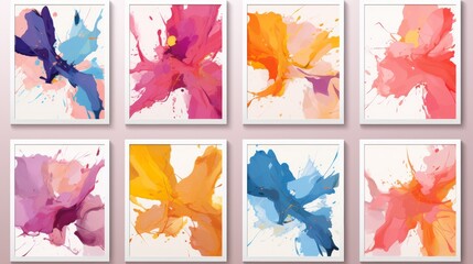 A series of abstract formation prints designed for a Happy Birthday greeting card line