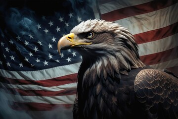 Naklejka premium american bald eagle in flight created with generative AI software.