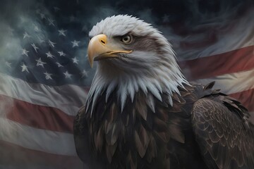 Naklejka premium american bald eagle in flight created with generative AI software.