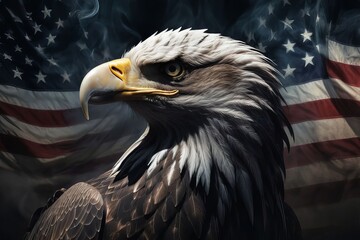 Naklejka premium american bald eagle in flight created with generative AI software.