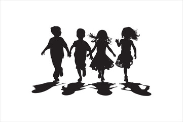 Flat design boy and Girl Danching silhouette 