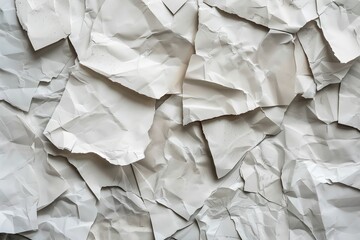 Obraz premium A high-resolution image showcasing the texture of a crumpled white paper, ideal for backgrounds or artistic concepts