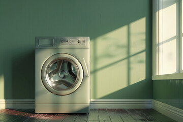 a washing machine in a room