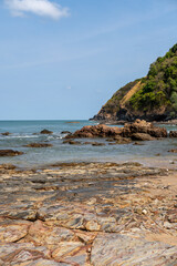 Horizontal line of the rocky beach, in Krabi, Thailand