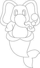 Elephant Mermaid Animal Vector Graphic Art Illustration