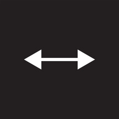 Double arrow icon, two side simple icon vector, White Arrow Isolated on black background