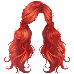 red hair wig long wavy isolated