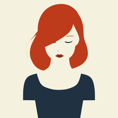 lady with anxiety, vector illustration flat 2