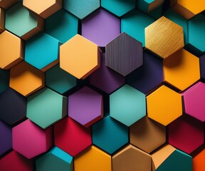 A vibrant display of geometric shapes cut from colored cardboard, meticulously arranged to create an abstract pattern. The playful interplay of colors and shapes.