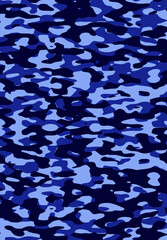Blue camouflage pattern background. Army and navy pattern. Vector Format Illustration 