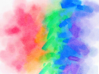 Rainbow watercolor paper background, abstract wet impressionist paint pattern, graphic design