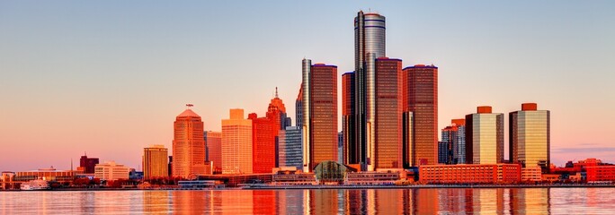 Dynamic Detroit: Immersive 4K image of Michigan's Largest City and Key Port on the Detroit River