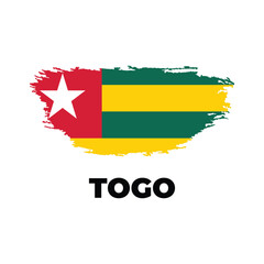 Obraz premium Happy independence day of Togo with creative brush flag background