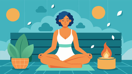 A woman suffering from chronic pain finds relief and relaxation in the sauna using it as a holistic approach to managing her symptoms..